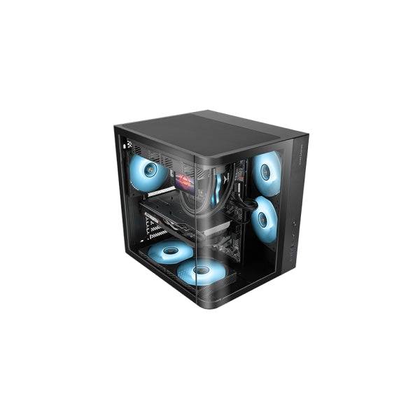 Mars Gaming MC-CURV Chassis Tower ATX - Vetro Temperato Curvo Continuo - Doppia Camera - Connettività USB-C e USB 3.0 - 7 Slot di Espansione - 343x286x353mm - Colore Nero