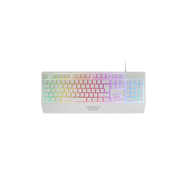 Mars Gaming MCP124PRO Combo Pack Gaming 4 in 1 - Tastiera Ibrida H-Mech - Layout QWERTY ES - Mouse 3200dpi - Tappetino Nanotextil - Colore Bianco