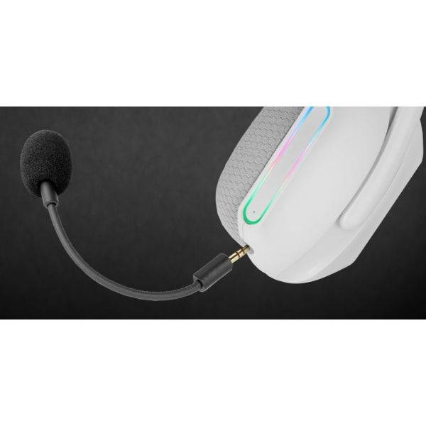 Mars Gaming MHW-PRO Cuffie Gaming Bluetooth 5.3 - Suono 3D Surround 7.1 - Controlli Integrati - Microfono Doppio - Illuminazione ARGB - 76x200x187mm - Colore Bianco
