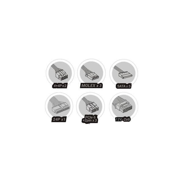 Mars Gaming MPB850PSI Alimentatore ATX 850W - 80 Plus Gold - Modulare - Compatibile con ATX 3.1 e PCIe 5.1 - 150x160x85mm - Colore Nero