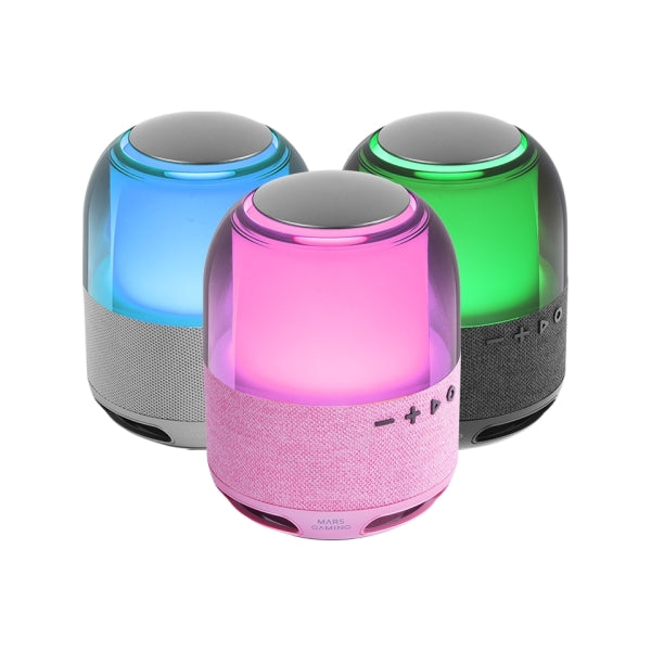 Mars Gaming MS-FLOW Altoparlante Bluetooth 15W - Luci RGB 360 Gradi - Batteria 2000mAh - Compatto - Portata fino a 10m - Colore Rosa
