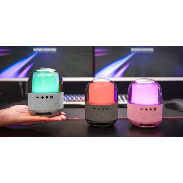 Mars Gaming MS-FLOW Altoparlante Bluetooth 15W - Luci RGB 360 Gradi - Batteria 2000mAh - Compatto - Portata fino a 10m - Colore Rosa
