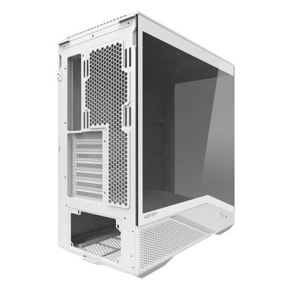 Abysm Arian Frame A400 White Case Tower ATX, ITX, Micro ATX - Laterale e Frontale Vetro Temperato - 3.5" e 2.5" - USB-A, USB-C e Audio - 4 Ventilatori ARGB Installati - Supporta Raffreddamento Liquido