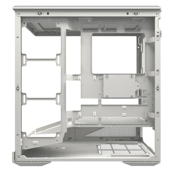Abysm Arian Frame A400 White Case Tower ATX, ITX, Micro ATX - Laterale e Frontale Vetro Temperato - 3.5" e 2.5" - USB-A, USB-C e Audio - 4 Ventilatori ARGB Installati - Supporta Raffreddamento Liquido