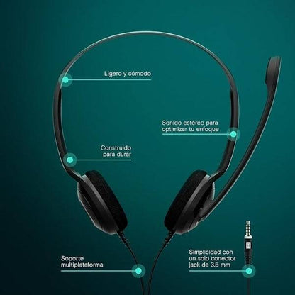 Epos PC 5 Chat Cuffie Stereo con Microfono - Jack 3.5mm - Cavo 2m - Colore Nero