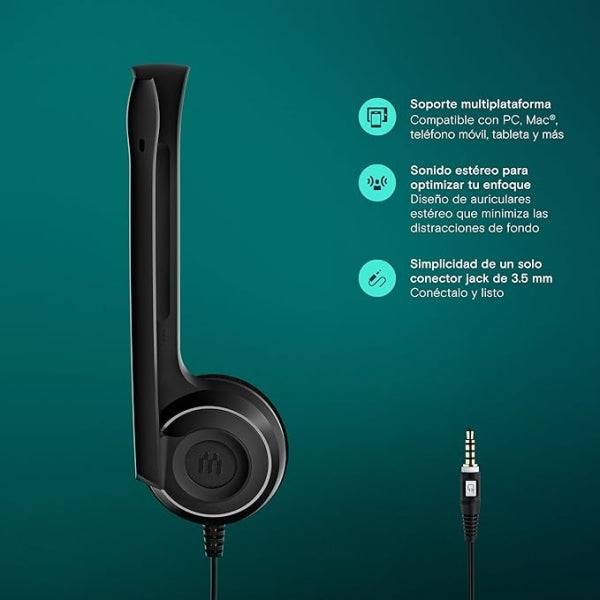 Epos PC 5 Chat Cuffie Stereo con Microfono - Jack 3.5mm - Cavo 2m - Colore Nero