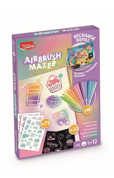 Maped Airbrush Maker Kit Aerografo per Bambini Facile da Usare con Pennarelli Maped Jungle + Confezione Ricambi - Per Bambini da 5 Anni