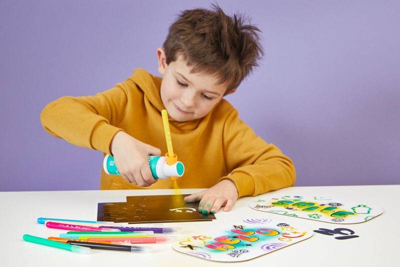 Maped Airbrush Maker Kit Aerografo per Bambini Facile da Usare con Pennarelli Maped Jungle + Confezione Ricambi - Per Bambini da 5 Anni