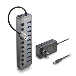 NGS IHUB10 Hub USB 3.0 - 10 Porte USB 3.0 con Interruttori - Fino a 5Gbps