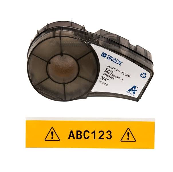 Brady M21-750-595-YL Nastro Etichette Originale Vinile - Testo Nero su Fondo Giallo - Larghezza 19,05mm x 6,40m