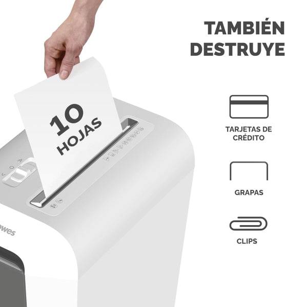 Fellowes LX65 Trituratore di Carta Manuale Taglio a Particelle P-4 - Distrugge fino a 10 Fogli - Cestino 22L