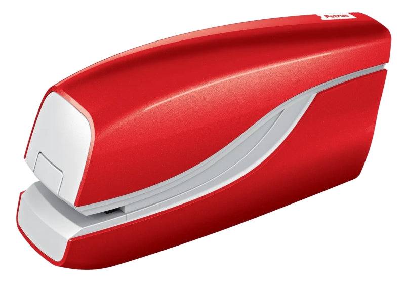 Petrus WOW E-310 Contactless Cucitrice Elettrica - fino a 10 Fogli - Cucitura Chiusa - Utilizza Punti Metallici Petrus Nº10 - Colore Rosso Metallizzato