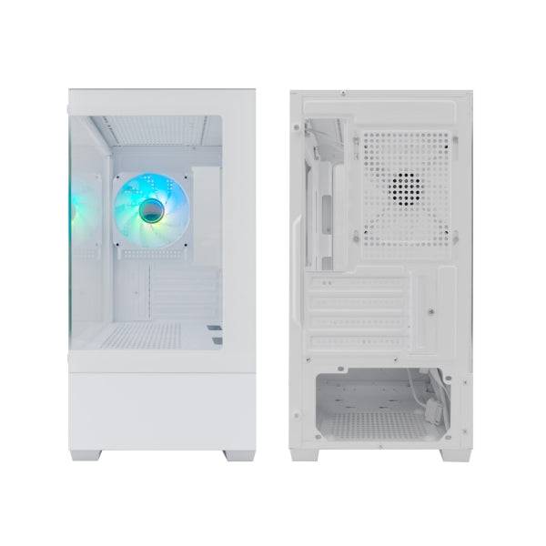 Coolbox GM200 Vision Lite Case Mini Tower Micro ATX, Mini-ITX - Pannello Frontale e Laterale Vetro Temperato - Supporta HDD 3.5" e 2.5" - USB-A 3.2, USB-C 3.2, USB-A 2.0 e Audio - Ventola Posteriore ARGB - Supporta Raffreddamento Liquido - Bianco