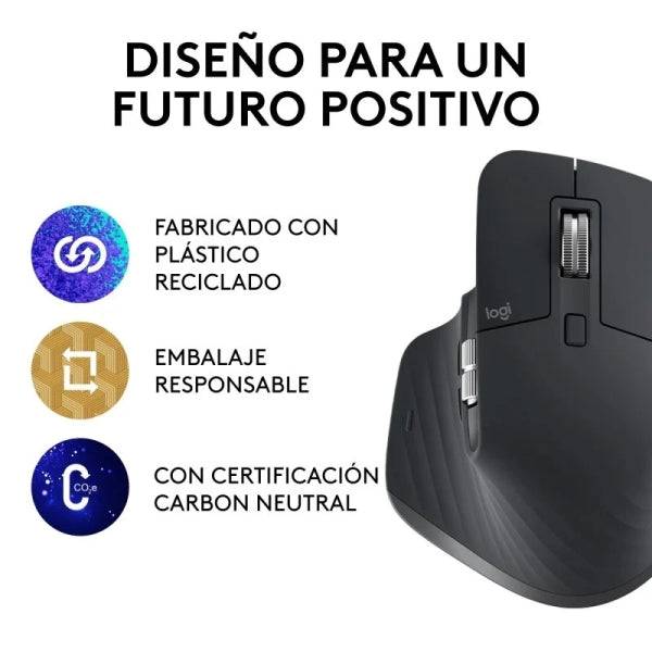 Logitech MX Master 3S Raton Inalambrico USB 8000dpi - Recargable - 7 Botones - Rueda de Pulgar - Bateria 500 mAh
