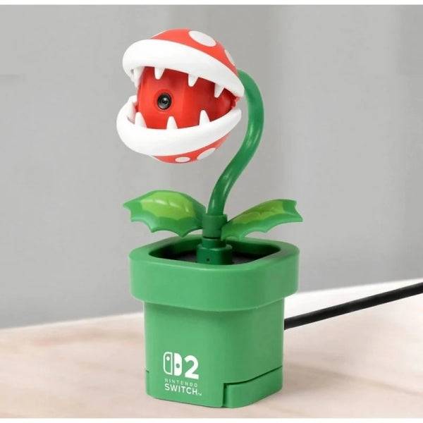Nintendo Piranha Plant Fotocamera Web per Consola Nintendo Switch 2 - Connessione USB-C - Grandangolo - Lente Regolabile - Copriobiettivo Privacy - Riconoscimento Facciale Automatico - Colore Verde