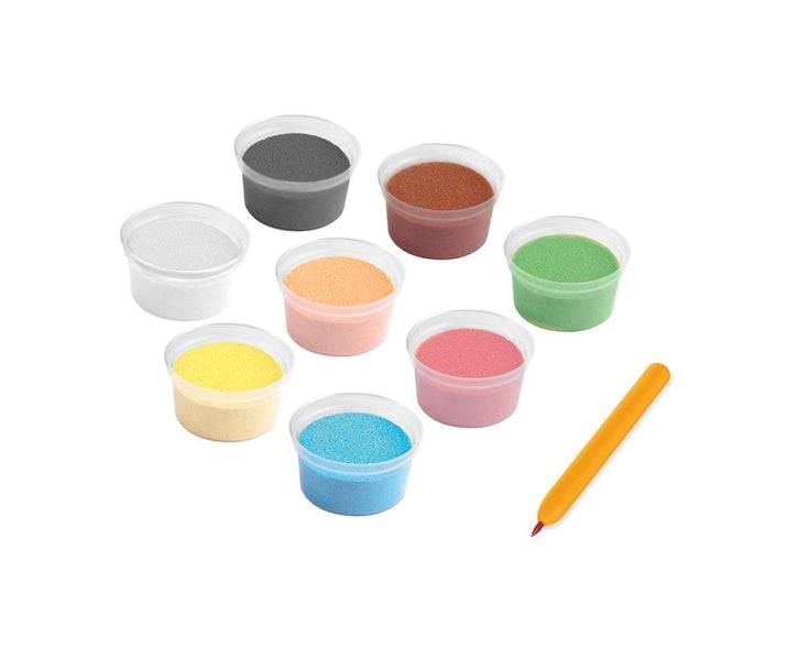 Jovi Kawaii Kit Dipingi con Sabbia 8 Vasetti Sabbia + 1 Stecco + 3 Fogli Disegni Kawaii - Colori Assortiti