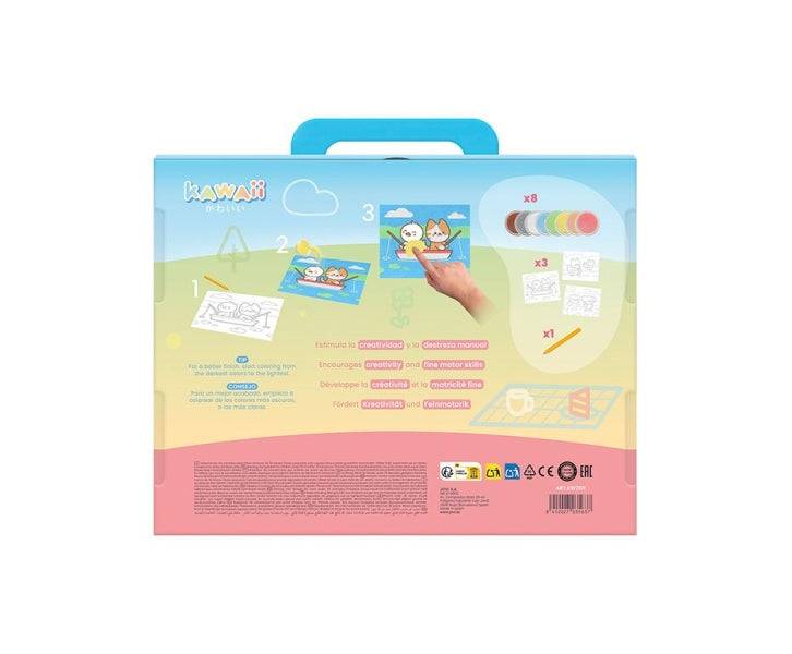 Jovi Kawaii Kit Dipingi con Sabbia 8 Vasetti Sabbia + 1 Stecco + 3 Fogli Disegni Kawaii - Colori Assortiti