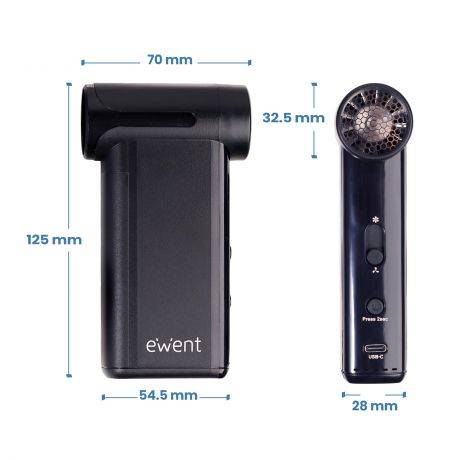 Ewent Pistola ad Aria Compressa - Pompa Vuoto e Compressore - 8 Velocità - 130000 RPM - Batteria 5000mah - Colore Nero