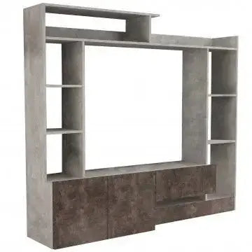 Parete Soggiorno Entry Grigio Cemento e Grigio Scuro: Legno, cm 180x28/40x165 Mobili TV Hobby Shop Solution   