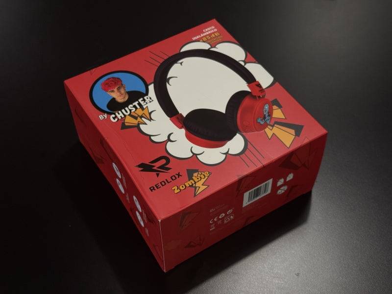 Redlox by Chuster Zombie Cuffie Bluetooth 5.3 Pieghevoli - Altoparlante 40mm - Batteria 200mAh - Autonomia fino a 28h - Portata 10m - 32Ohm - Sensibilità 102dB - Colore Nero e Rosso