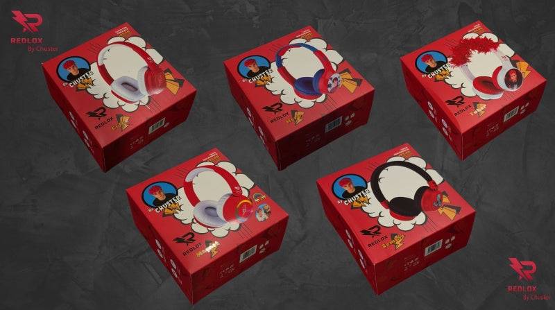 Redlox by Chuster Tuber Cuffie Bluetooth 5.3 con Pelo - Altoparlante 30mm - Batteria 200mAh - Autonomia fino a 24h - Portata 10m - 32Ohm - Sensibilità 82dB - Colore Bianco e Rosso
