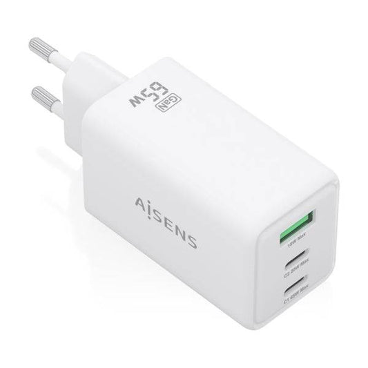 Aisens Caricatore GAN 65W - 2xUSB-C PD3.0 QC4.0 e 1xUSB-A QC3.0