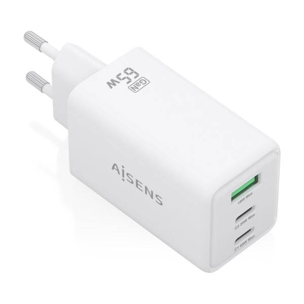 Aisens Caricatore GAN 65W - 2xUSB-C PD3.0 QC4.0 e 1xUSB-A QC3.0
