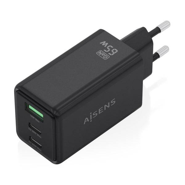 Aisens Caricatore GAN 65W - 2xUSB-C PD3.0 QC4.0 e 1xUSB-A QC3.0