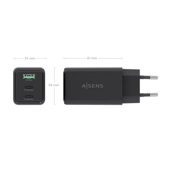 Aisens Caricatore GAN 65W - 2xUSB-C PD3.0 QC4.0 e 1xUSB-A QC3.0