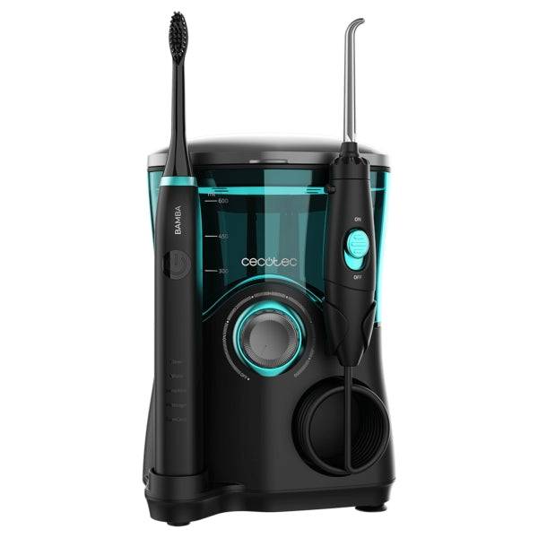 Cecotec Bamba ToothCare Jet Clean Stazione Igiene Dentale con Irrigatore e Spazzolino - Serbatoio 600ml - 10 Livelli - 7 Boccagli Inclusi - Spazzolino Sonico 5 Modalità - IPX7 - Nero