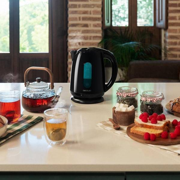 Cecotec Thermosense 180 Bollitore Acqua Elettrico - Potenza 2200W - Capacità 1.7L - Senza BPA - Filtro Anticalcare Rimovibile - Base Girevole 360° - Spegnimento Automatico - Colore Nero