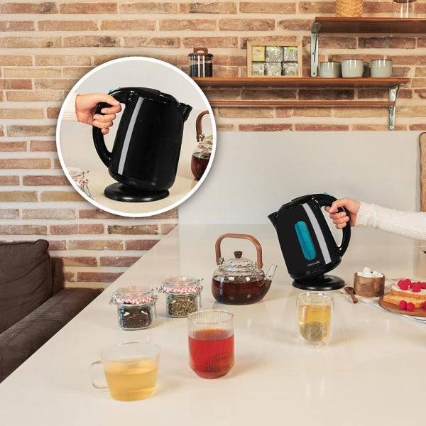 Cecotec Thermosense 180 Bollitore Acqua Elettrico - Potenza 2200W - Capacità 1.7L - Senza BPA - Filtro Anticalcare Rimovibile - Base Girevole 360° - Spegnimento Automatico - Colore Nero