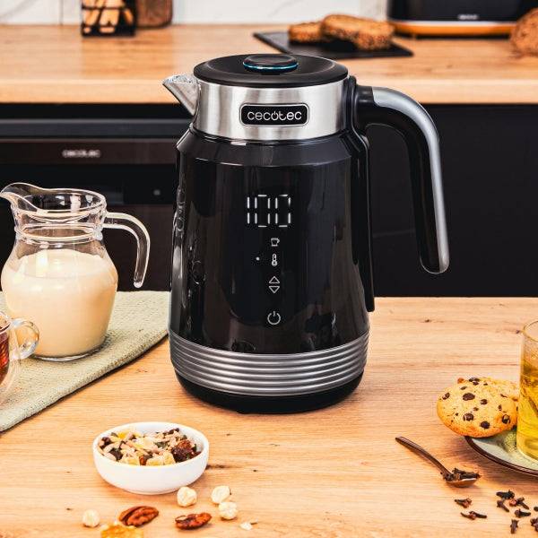 Cecotec ThermoSense 600 Touch Black Bollitore Elettrico - 2200W - Capacità 1,7L - Acciaio Inossidabile - Privo di BPA - Display Tattile - Regolazione Temperatura - Spegnimento Automatico - Colore Nero