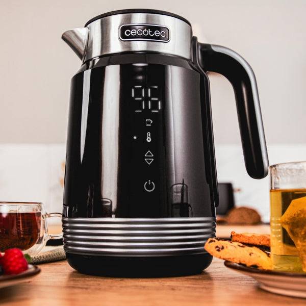 Cecotec ThermoSense 600 Touch Black Bollitore Elettrico - 2200W - Capacità 1,7L - Acciaio Inossidabile - Privo di BPA - Display Tattile - Regolazione Temperatura - Spegnimento Automatico - Colore Nero