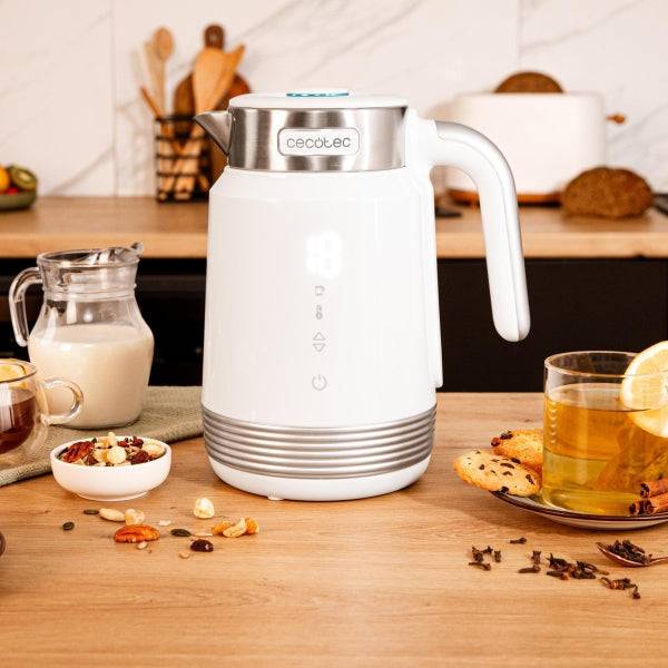 Cecotec ThermoSense 600 Touch White Bollitore Elettrico - 2200W - Capacità 1,7L - Tattile - Regolazione Temperatura da 40 a 100°C - Privo di BPA - Filtro Estraibile - Spegnimento Automatico - Colore Bianco