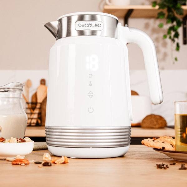 Cecotec ThermoSense 600 Touch White Bollitore Elettrico - 2200W - Capacità 1,7L - Tattile - Regolazione Temperatura da 40 a 100°C - Privo di BPA - Filtro Estraibile - Spegnimento Automatico - Colore Bianco