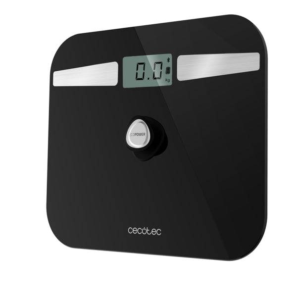 Cecotec Surface Precision 10200 Smart Healthy Black Bilancia Pesapersone fino a 180kg - Energia senza Pile - Bluetooth - 4 Sensori - Cristallo Temperato - Piedini Antiscivolo - Spegnimento Automatico - Colore Nero