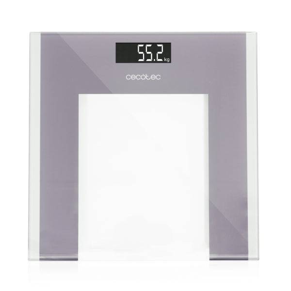 Cecotec Surface Precision Healthy Bilancia Corporale fino a 180kg - Alta Precisione - Display LCD - Vetro Temperato - Metro Misura - Spegnimento Automatico - Piedi Antiscivolo - 300x300mm - Trasparente