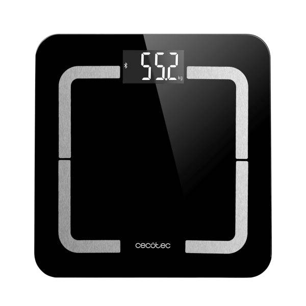 Cecotec Surface Precision Smart Healthy Bilancia Corporale fino a 180kg - 4 Sensori - 10 Parametri - Bluetooth - Vetro Temperato - Funzione Neonato - LCD - Piedi Antiscivolo - 310x310mm - Nero