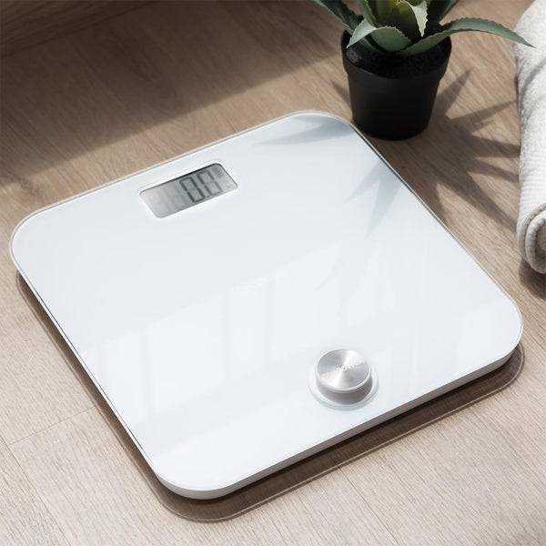 Cecotec Surface Precision 10000 Healthy White Bilancia Pesapersone - Energia senza Pile - 4 Sensori di Precisione - Cristallo Temperato - Display LCD - Spegnimento Automatico - Piedini Antiscivolo - Colore Bianco