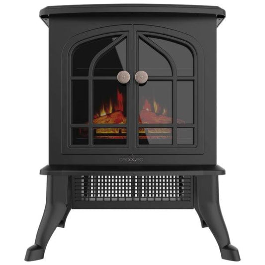 Cecotec ReadyWarm 200 Camino Elettrico a Piantana - Potenza 2000W - Per Stanze fino a 25m2 - Termostato Regolabile - Fiamme LED Regolabili - Effetto Fuoco Realistico - Riscaldamento Rapido - Colore Nero