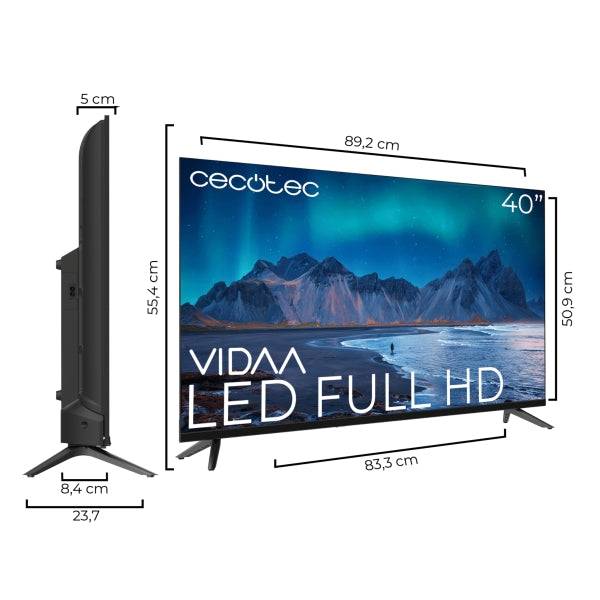 Cecotec A5 series ALF50040 Televisor Smart TV de 40" LED con Resolucion HD - Sistema Dolby Audio - Sistema Operativo VIDAA - WiFi Integrado - 3 HDMI - 2 USB - Altavoces 16W - Colore Nero