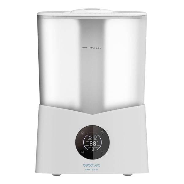 Cecotec BreezeCare 2600 Light Smart Umidificatore Aria - 25W - Serbatoio 3.2L - 260ml/h - Copertura fino a 40m² - Touch - 3 Velocità - Timer - LED - 19.8x18x29cm - Colore Bianco