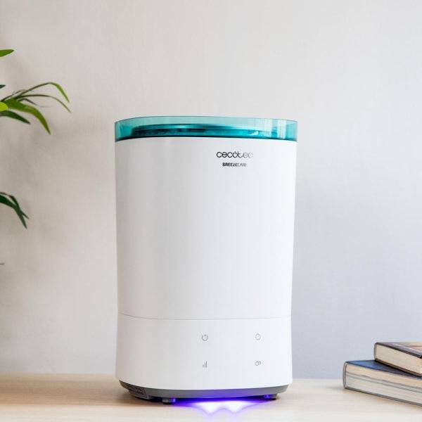 Cecotec Breeze Care 3000 Umidificatore d'Aria - 30W - Capacità di 5.5L - 330 ml/h - Controllo Umidità dal 30 al 90% - Copertura fino a 30m2 - Autonomia 24h - Modalità Notte - 21.4x21.4x33.3cm - Colore Bianco