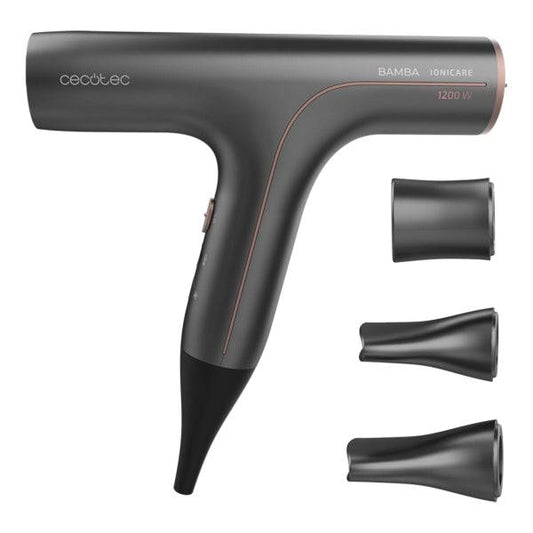 Cecotec Bamba Ionicare 6000 RockStar Soft Asciugacapelli 2 in 1 - Selettore Tattile - Riscaldamento Ultrarapido - Intervallo da 140 a 200°C - Punta Fredda - Cavo Girevole 360º - Colore Grigio Scuro