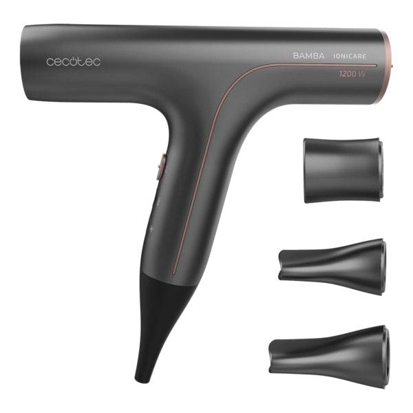 Cecotec Bamba Ionicare 6000 RockStar Soft Asciugacapelli 2 in 1 - Selettore Tattile - Riscaldamento Ultrarapido - Intervallo da 140 a 200°C - Punta Fredda - Cavo Girevole 360º - Colore Grigio Scuro