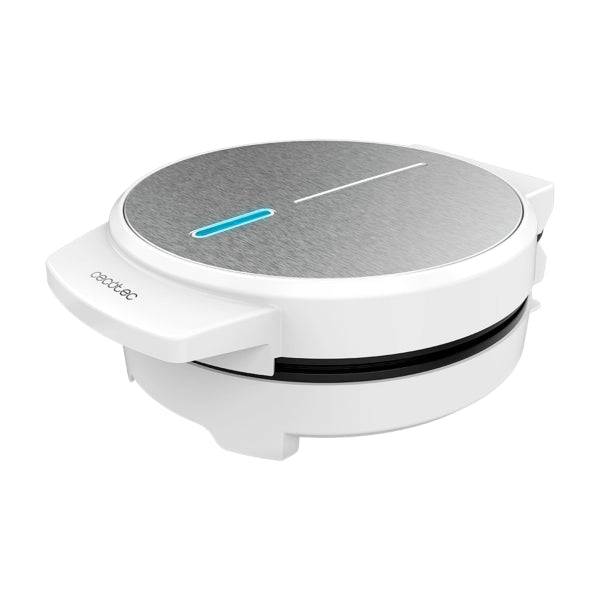 Cecotec Fun Gofrestone Gofrera - Potenza 1000W - Rivestimento Antiaderente - Piastra Circolare 19cm - Indicatore Luminoso - Materiale in Acciaio Inossidabile - Base Antiscivolo - Colore Bianco