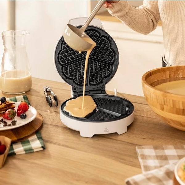 Cecotec Fun Gofrestone Gofrera - Potenza 1000W - Rivestimento Antiaderente - Piastra Circolare 19cm - Indicatore Luminoso - Materiale in Acciaio Inossidabile - Base Antiscivolo - Colore Bianco