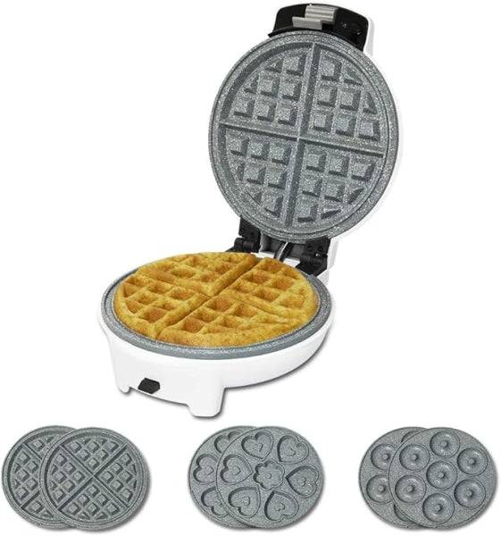 Cecotec Fun Gofrestone 3In1 Piastra per Waffle - Potenza 700W - Piastre Intercambiabili - Rivestimento Antiaderente - Indicatore Luminoso - Protezione Surriscaldamento - Base Antiscivolo - Colore Bianco