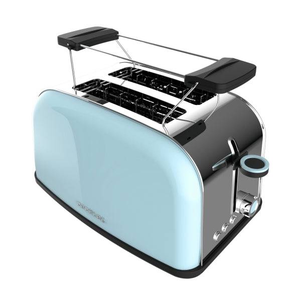 Cecotec Toastin' Time 850 Tostapane Doppia Fessura - 850W - Fessura Larga - Acciaio Inossidabile - Auto-Centrante - Vassoio Raccogli Briciole Estraibile - Colore Azzurro Chiaro